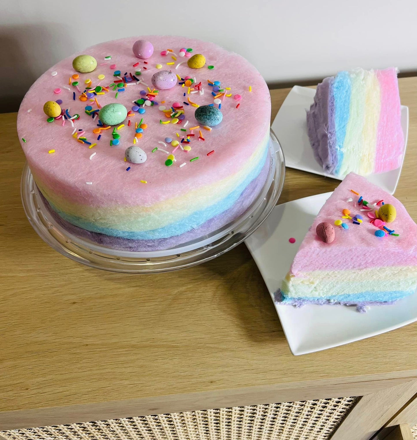 Rainbow Fairy Floss Easter Cake